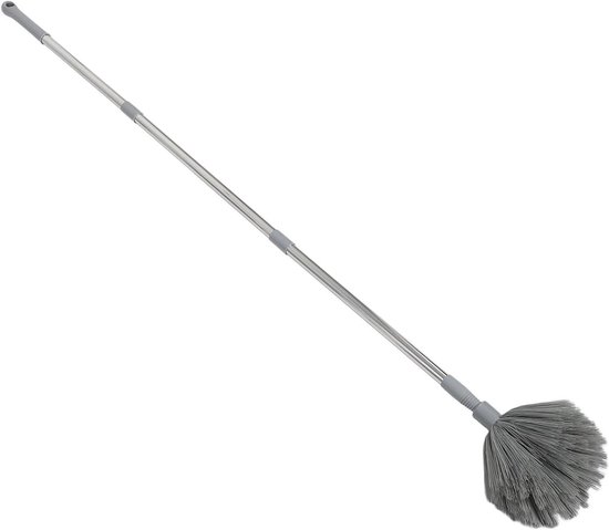 Klusjes Borstel - Spinnenweb Verwijderaar - Hoge Oppervlakken Schoonmaken - Uitschuifbare Steel - 142 cm - Grijs