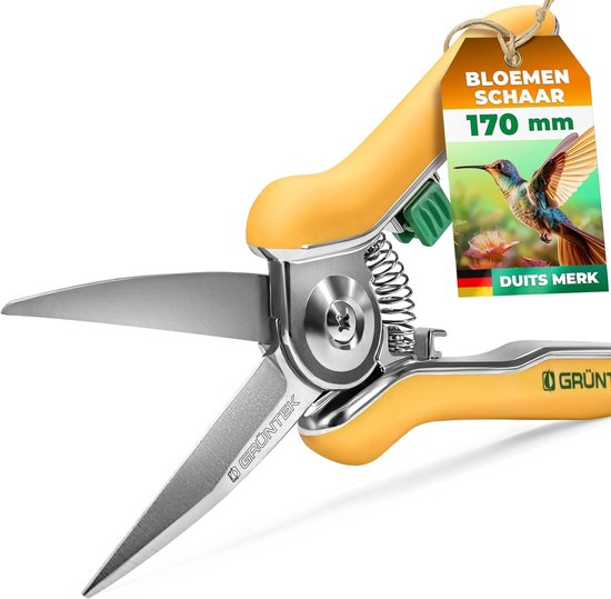 Knipschaar tuin - 170 mm - Roestvrijstaal met soft-touch handgreep - Ergonomische bloemenschaar voor vrouwen