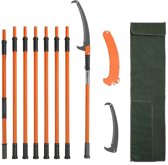Knoptrimmer - Heggenschaar - Handmatige heggenschaar - 7,3-27 ft uitschuifbare boomsnoeier - Scherp stalen blad - Hoge takken trimmen - Handmatige takkenschaar - Oranje van CraftMore
