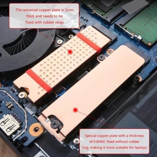 Koellichaam Koper M.2 - NVMe Laptop Koellichaam met Thermische Pad - 2230 2280 NVMe SSD-ondersteuning voor G15 5530 G16 7630 2023 Gaminglaptop van ELUTENG