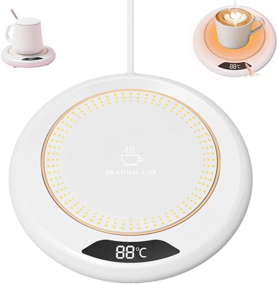 Koffiekopwarmer, elektrische koffiewarmer, koffiekop, warmhoudend, smart bureau, mokkenwarmer met 3 temperatuurinstellingen, kopjeswarmer, theewarmer, elektrische drankwarmer voor cacao en melk, A, A van Alesis.
