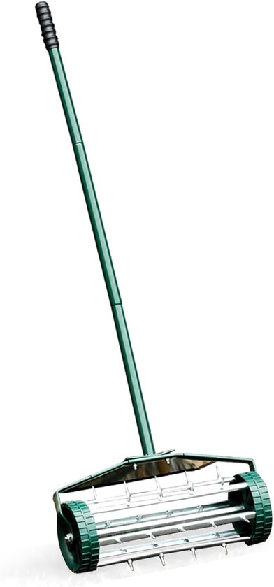 KOMFOTTEU Gazonbeluchter 46 x 23 x 127 cm - handverticuteermachine - met steel en spijkers van 3 cm - rollende aerificeerder - voor tuin, binnenplaats, terras - Gazonwals