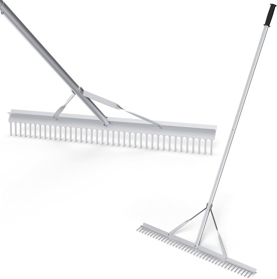 KOMFOTTEU Tuinhark, hark met 91 cm werkbreedte, 36 tanden & 174 cm steel, bladhark gemaakt van licht aluminium, gazonhark egalisatiehark, tuingereedschap voor blad, gazon & grind van Merkloos	