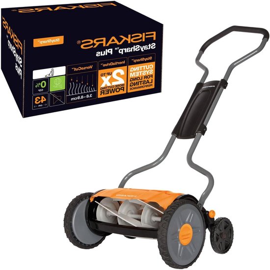 Kooimaaier - Handmaaier Gazon - Strak Gazon - Contactloos Maaisysteem - 43 cm Maaibreedte - Zwart Oranje Zilver