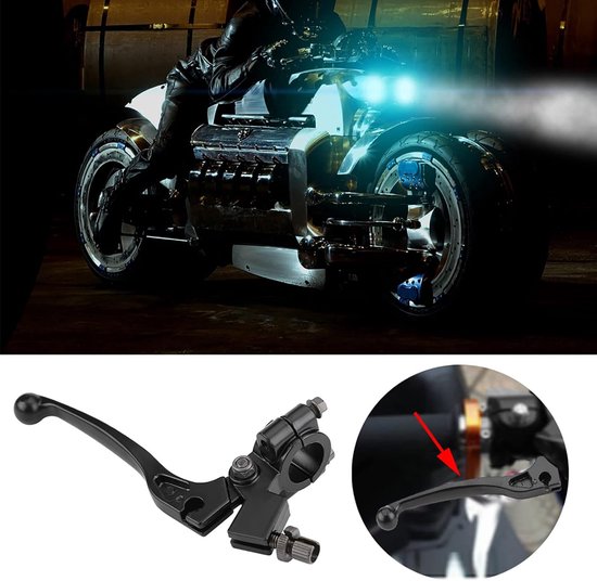 Koppelingshendel - Universeel Motorfiets Voor Zwart 22mm 7/8 inch Stuur - Vouwen Koppelingshendel met Baars voor Dirt Pit Bike van Merkloos	