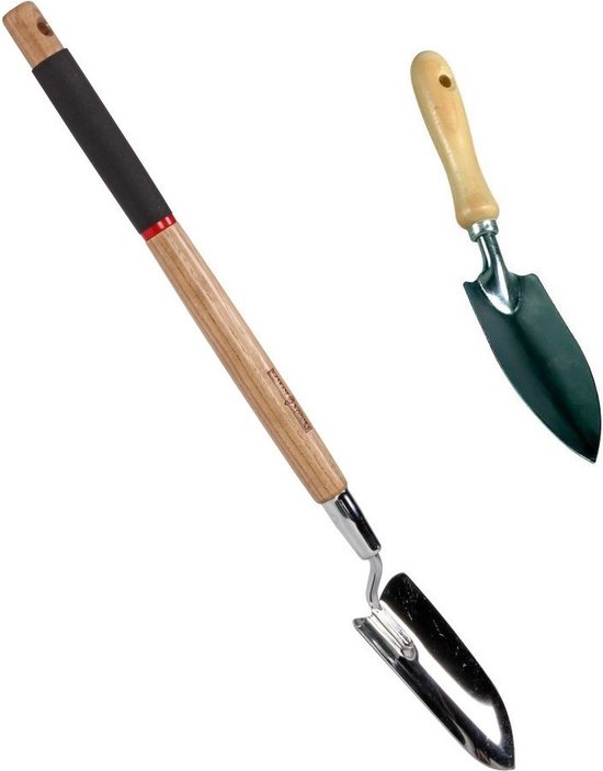 Korte en lange plantenschep / tuinierschepjes 25 en 60 cm - moestuin - tuin benodigdheden/gereedschap van Veli Home