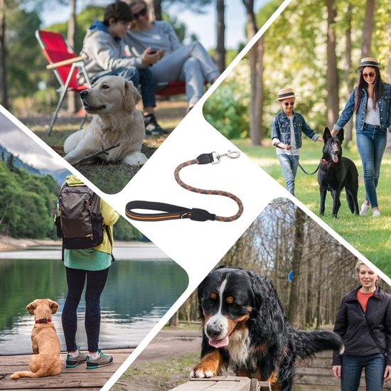 Korte hondenriem - gereflecteerd nylon touw - verkeerslijn voor huisdieren - hondensleeplijn met handvat - hoog draagvermogen voor 20-50 kg/40-100 lbs middelgrote grote honden van Merkloos	