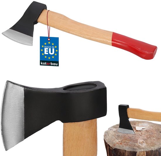 KOTARBAU® Bijl - Kop 500 g - Handbijl - Hakbijl - Universele Bijl - Splijtbijl Houtbijl - Gesmede en Geslepen Snijkant - Ergonomische Houten Steel