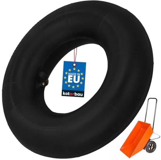 KOTARBAU® Binnenband Kruiwagen, Gummi, 3.50-4, Zwart, met Haakse Ventiel, ⌀ 24 cm, Reserveband Transportwagen, Binnenband Tuinwagen