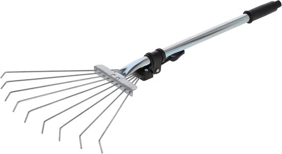 KOTARBAU® Bladhark, Mini Tuinhark, 12-30 cm, Zilver, Verstelbare Bladhark, Handhark, met Steel, 9 Tanden, Metalen Hark, Staaldraad Kunststof van Merkloos	
