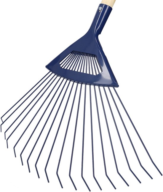 KOTARBAU® Bladhark, Staal, 41 cm, Bladbezem, met Houten Steel, 181 cm, Stevige Hark,Tuinhark, Gazonhark, voor Bladeren Gras Tuin, Ergonomisch Tuingereedschap, Donkerblauw Natuurlijk Hout van Merkloos	