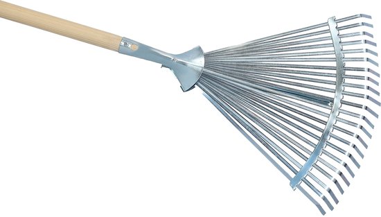 KOTARBAU® Bladhark, Staal, 45 cm, Verstelbaar, Bladbezem, met Houten Steel, 183 cm, Stevige Hark,Tuinhark, Gazonhark, voor Bladeren Gras Tuin, Ergonomisch Tuingereedschap, Zilver Natuurlijk Hout van Merkloos	