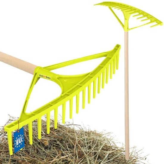 KOTARBAU® Bladhark, Tuinhark, Kunststof, 64 cm, Mintgroen, 18 Tanden, Bladbezem, met Steel, voor Gras En Heg, Lichtgewicht Hark, Stevige Hark van Merkloos	