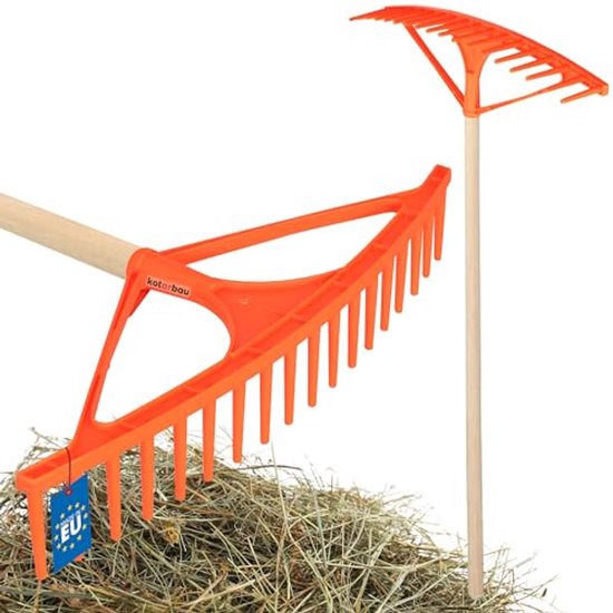 KOTARBAU® Bladhark, Tuinhark, Kunststof, 64 cm, Oranje, 18 Tanden, Bladbezem, met Steel, voor Gras En Heg, Lichtgewicht Hark, Stevige Hark van Merkloos	