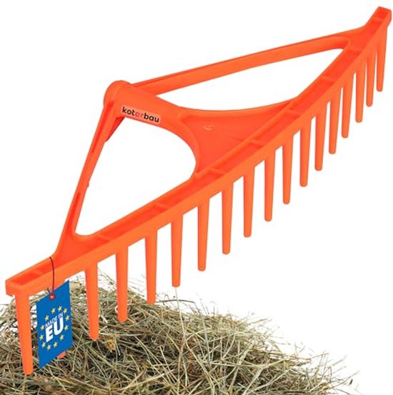 KOTARBAU® Bladhark, Tuinhark, Kunststof, 64 cm, Oranje, 18 Tanden, Bladbezem, Zonder Steel, voor Gras En Heg, Lichtgewicht Hark, Stevige Hark van Merkloos	