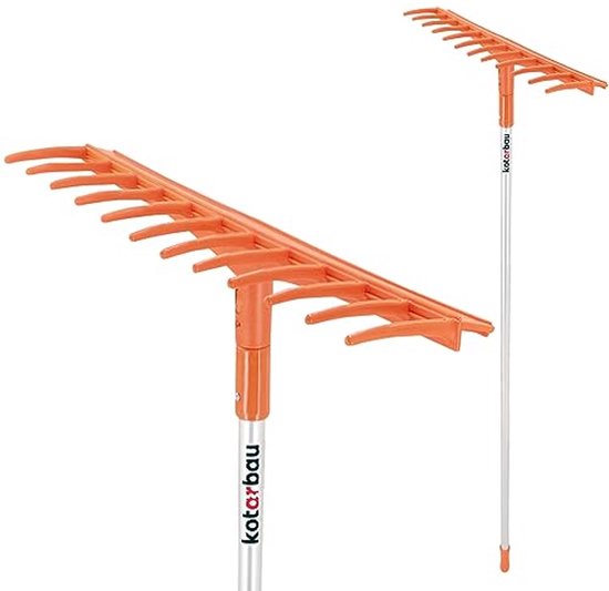 KOTARBAU® Bladhark, Tuinhark, Kunststof Bladhark, 51 cm, 12 Tanden, met Aluminium Steel, Lichtgewicht Hark, Ergonomisch Ontwerp, Bladbezem voor Tuin, Oranje & Zilwer van Merkloos	