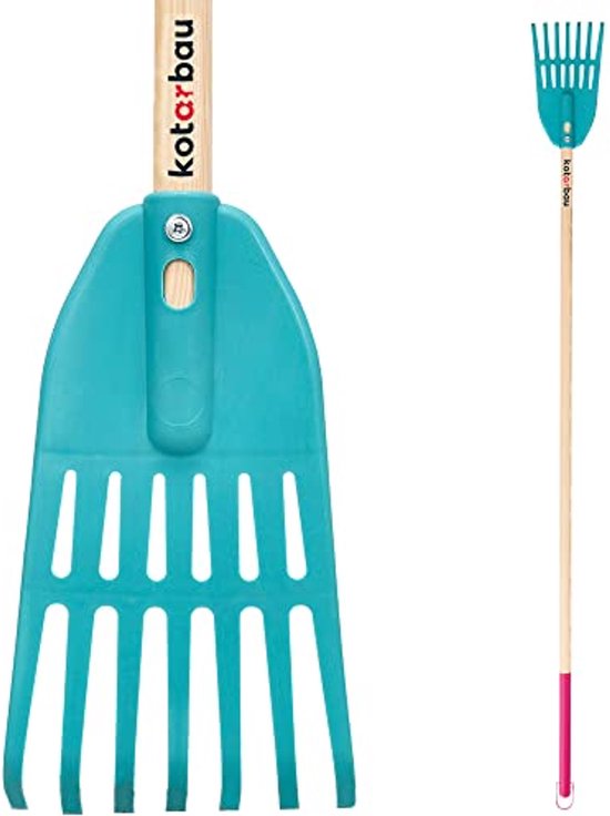 KOTARBAU® Bladhark, Tuinhark Van Kunststof, 13,5 cm, Turquoise, 7 Tanden, Houten Steel, Gazonhark, Stevige Hark, Lichtgewicht, Ergonomisch van Merkloos	
