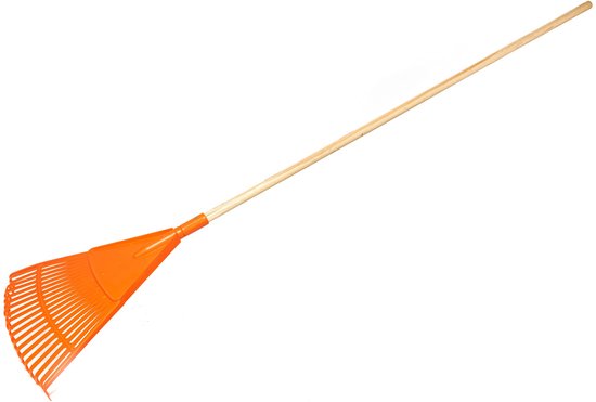 KOTARBAU® Bladhark, Tuinhark van Kunststof, 20 Tanden, Oranje- met Houten Steel, Gazonhark, Waaierbezem, Lichtgewicht Hark, Stevige Hark, van Merkloos	