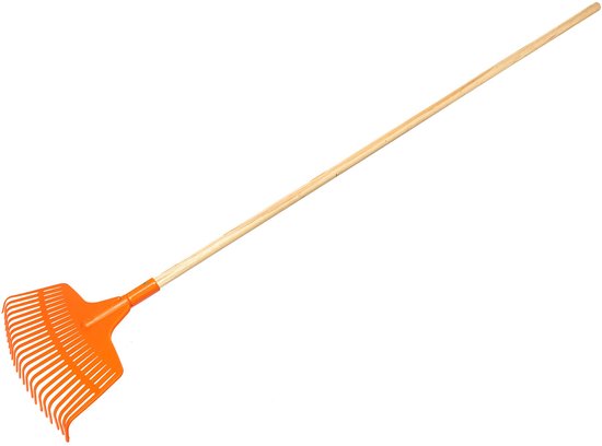 KOTARBAU® Bladhark, Tuinhark van Kunststof, 23 Tanden, Oranje- met Houten Steel, Gazonhark, Waaierbezem, Lichtgewicht Hark, Stevige Hark, van Merkloos	