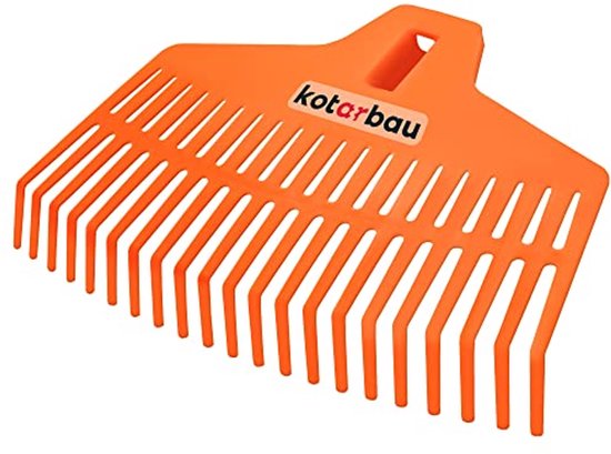 KOTARBAU® Bladhark, Tuinhark van Kunststof, 37 cm, Oranje, zonder Steel, Gazonhark, Waaierbezem, Lichtgewicht Hark, Stevige Hark van Merkloos	