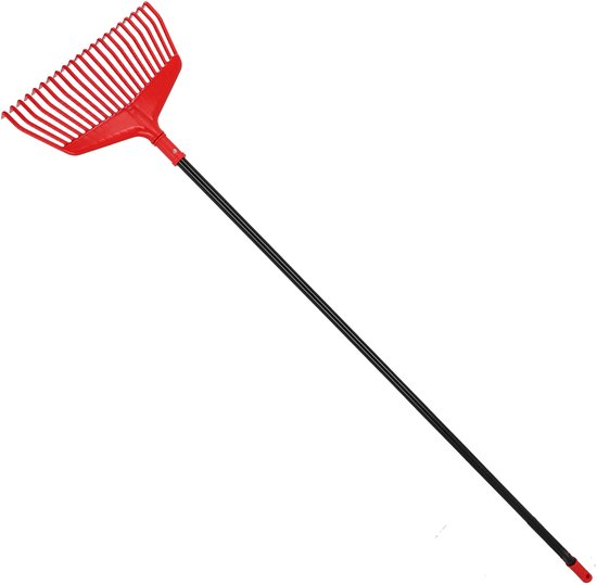 KOTARBAU® Bladhark, Tuinhark van Kunststof, 38 cm, met Aluminium Steel, 150 cm, Extra-Click, Gazonhark, Waaierbezem, Stevige Hark, Hark voor Gras Tuin Gazon, Rood & Zwart van Merkloos	