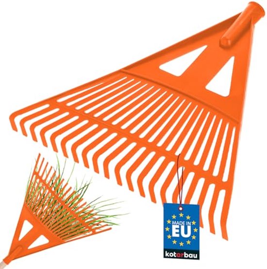 KOTARBAU® Bladhark, Tuinhark van Kunststof, 43 cm, Oranje, zonder Steel, Gazonhark, Waaierbezem, Lichtgewicht Hark, Stevige Hark van Merkloos	