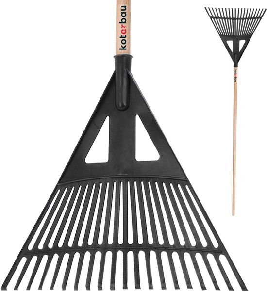 KOTARBAU® Bladhark, Tuinhark van Kunststof, 43 cm, Zwart, met Steel, Gazonhark, Waaierbezem, Lichtgewicht Hark, Stevige Hark, van Merkloos	