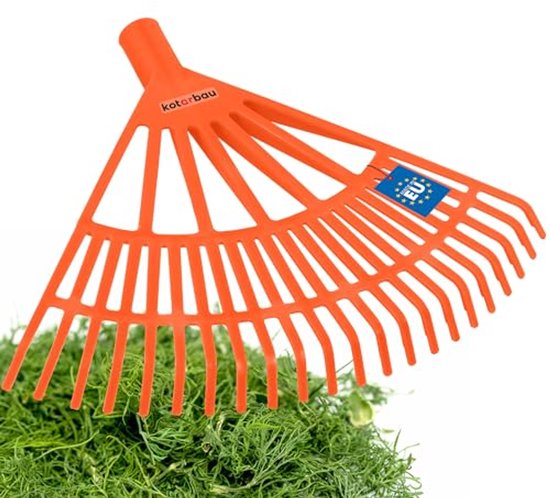 KOTARBAU® Bladhark, Tuinhark van Kunststof, 44 cm, Oranje, zonder Steel, Gazonhark, Waaierbezem, Lichtgewicht Hark, Stevige Hark van Merkloos	
