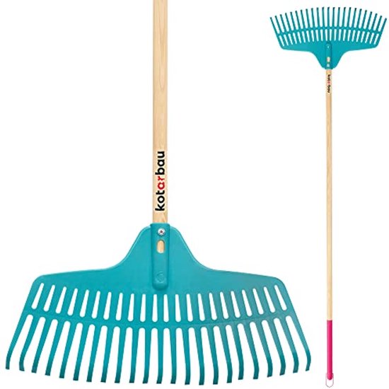 KOTARBAU® Bladhark, Tuinhark Van Kunststof, 46 cm, Turquoise, 23 Tanden, Houten Steel, Gazonhark, Stevige Hark, Lichtgewicht, Ergonomisch van Merkloos	