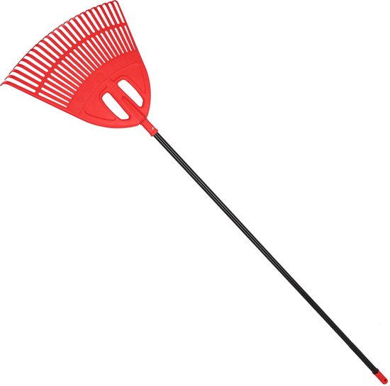 KOTARBAU® Bladhark, Tuinhark van Kunststof, 50 cm, met Aluminium Steel, 150 cm, Extra-Click, Gazonhark, Waaierbezem, Stevige Hark, Hark voor Gras Tuin Gazon, Rood & Zwart van Merkloos	