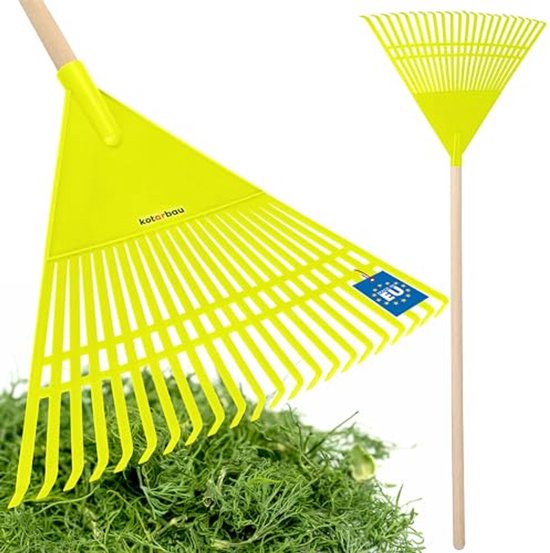 KOTARBAU® Bladhark, Tuinhark van Kunststof, 55 cm, Kersen, met Steel, Gazonhark, Waaierbezem, Lichtgewicht Hark, Stevige Hark van Merkloos	