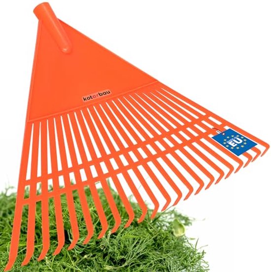 KOTARBAU® Bladhark, Tuinhark van Kunststof, 55 cm, Oranje, zonder Steel, Gazonhark, Waaierbezem, Lichtgewicht Hark, Stevige Hark van Merkloos	