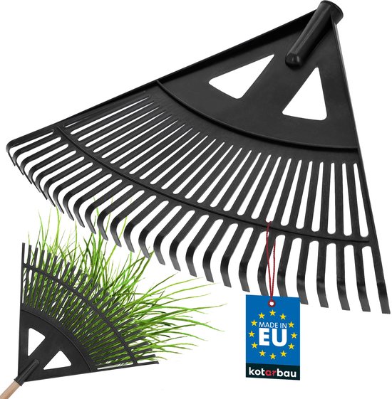 KOTARBAU® Bladhark, Tuinhark van Kunststof, 58 cm, Zwart, zonder Steel, Gazonhark, Waaierbezem, Lichtgewicht Hark, Stevige Hark, van Merkloos	