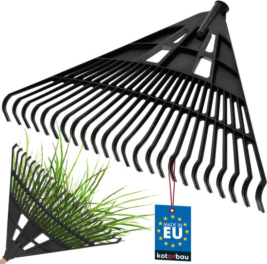 KOTARBAU® Bladhark, Tuinhark van Kunststof, 61 cm, Zwart, zonder Steel, Gazonhark, Waaierbezem, Lichtgewicht Hark, Stevige Hark, van Merkloos	