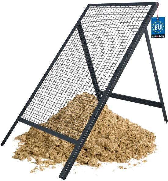 KOTARBAU® Grondzeef, Bouwzeef, 20 x 20 mm, Zandzeef, 60 x 120 cm, Doorwerpzeef, Bouwzeef Staal, Grijs, Tuinzeef, Zeef voor Grond, Zandzeef voor Bouw, Grote Grondzeef