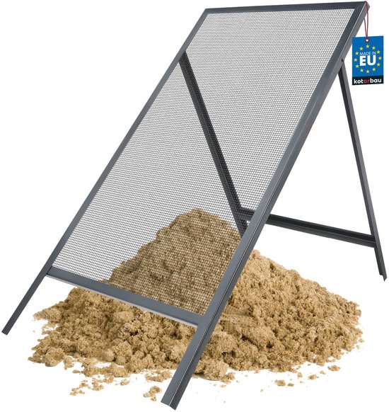 KOTARBAU® Grondzeef, Bouwzeef, 4 x 4 mm, Zandzeef, 60 x 120 cm, Doorwerpzeef, Bouwzeef Staal, Grijs, Tuinzeef, Zeef voor Grond, Zandzeef voor Bouw, Grote Grondzeef van Merkloos	