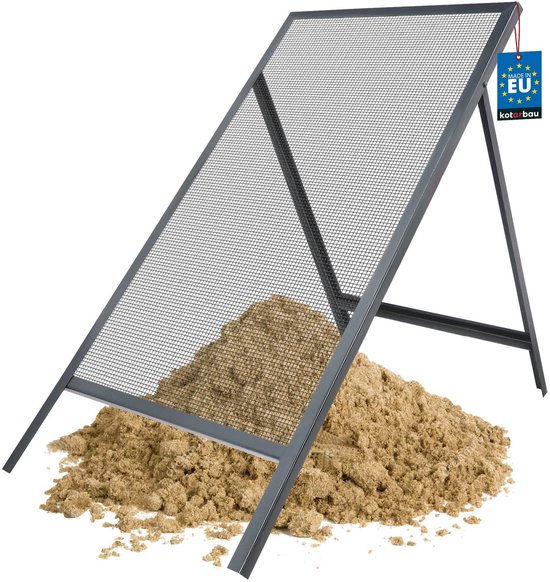 KOTARBAU® Grondzeef, Bouwzeef, 6 x 6 mm, Zandzeef, 60 x 120 cm, Doorwerpzeef, Bouwzeef Staal, Grijs, Tuinzeef, Zeef voor Grond, Zandzeef voor Bouw, Grote Grondzeef