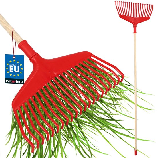 KOTARBAU Hark Met Bladeren, Plastic 38 cm, Houten Steel, Extra-Click van KOTARBAU