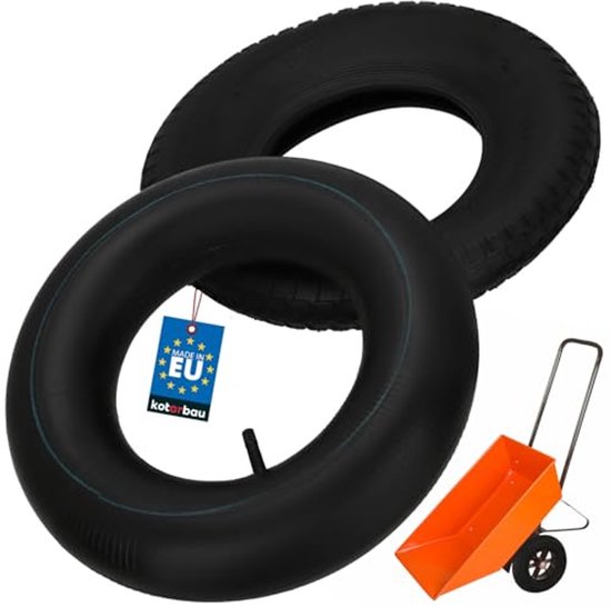 KOTARBAU® Kruiwagenband met Binnenband, Gummi, Zwart, Kruiwagenband – ⌀ 40 cm – 4PR, Binnenband – ⌀ 35 cm, Vervangende Band voor Schubkarre, Tuinwagen