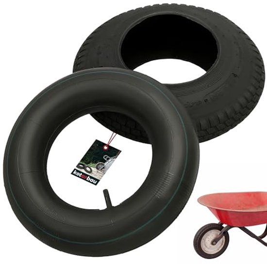 KOTARBAU® Kruiwagenband met Binnenband, Rubber, 4.80/4.00-8, Zwart, Ø 40 cm, Pneumatische Kruiwagenband, Vervangende Band van Merkloos	