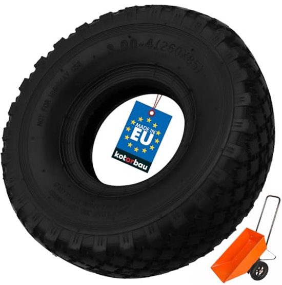 KOTARBAU® Kruiwagenband voor Bolderkar, Rubber, 3.00-4, 2PR, Zwart, Reserveband voor Kar, Rubberen Buitenband, ⌀ 24 cm, Tuinwagenband van Merkloos	