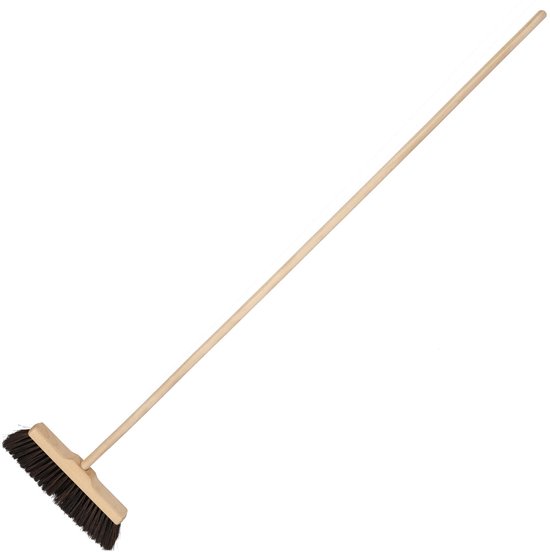 KOTARBAU® Straatbezem, met Houten Steel, 30 cm, Bruin, Nylon Borstels, Veegbezem, Buitenbezem, Tuinbezem, voor Binnen en Buiten, Ergonomisch Ontwerp van Merkloos	