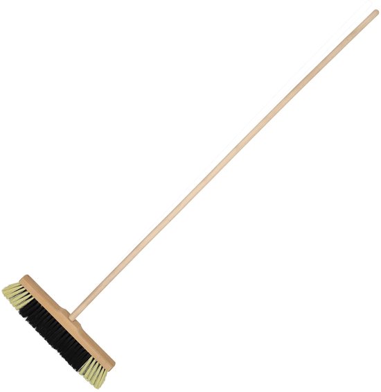 KOTARBAU® Straatbezem, met Houten Steel, 40 cm, Bruin, Nylon Borstels, Veegbezem, Buitenbezem, Tuinbezem, voor Binnen en Buiten, Ergonomisch Ontwerp van Merkloos	