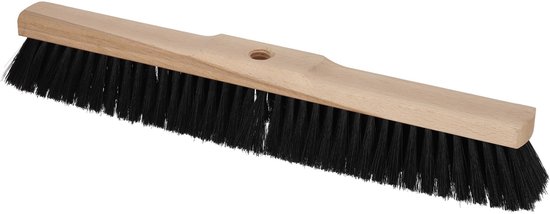 KOTARBAU® Straatbezem, Zonder Steel, Hout, 50 cm, Bruin, Nylon Borstels, Veegbezem, Buitenbezem, Tuinbezem, voor Binnen en Buiten, Ergonomisch Ontwerp