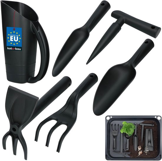 KOTARBAU Tuingereedschap Set, voor Verhoogde Bakken, Kunststof, Zwart, 6-Delig