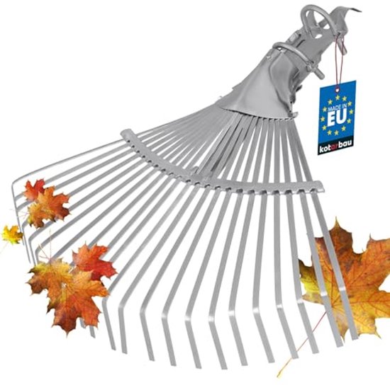 KOTARBAU® Tuinhark, Bladhark, Staal, 28x40,5 cm, Zilver, Verstelbare, Bladbezem, zonder Steel, Metalen Hark, Stevige Hark, Robuust Tuingereedschap, voor Gras en Bladeren van Merkloos	