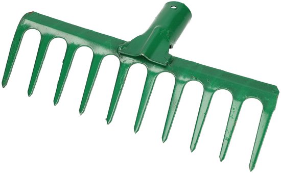 KOTARBAU® Tuinhark, Gazonhark, Bladhark, Metaal, 25,5 cm, Groen, Tuinhark voor Gazon, 10 Tanden, Stevige Hark, Waaierbezem, Robuust Tuingereedschap, zonder Steel van Merkloos	