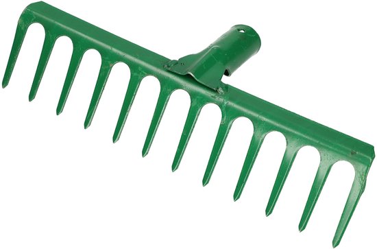 KOTARBAU® Tuinhark, Gazonhark, Bladhark, Metaal, 31 cm, Groen, Tuinhark voor Gazon, 12 Tanden, Stevige Hark, Waaierbezem, Robuust Tuingereedschap, zonder Steel van Merkloos	