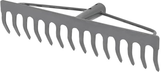 KOTARBAU® Tuinhark, Gazonhark, Bladhark, Metaal, 36 cm, Grijs, Tuinhark voor Gazon, 14 Tanden, Stevige Hark, Waaierbezem, Robuust Tuingereedschap, zonder Steel van Merkloos	