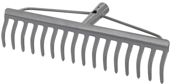 KOTARBAU® Tuinhark, Gazonhark, Bladhark, Metaal, 41 cm, Grijs, Tuinhark voor Gazon, 16 Tanden, Stevige Hark, Waaierbezem, Robuust Tuingereedschap, zonder Steel